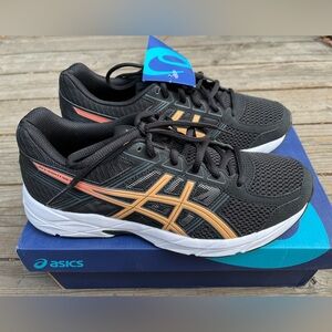 NWT Asics Womens Gel Contend 4 Sneakers Size 9 BLACK/APRICOT ICE/CARBON